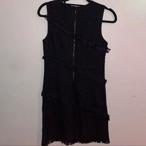 Talbots Black Tweed Fringed Sleeveless Dress Career Cocktail Party - Picture 8 of 10